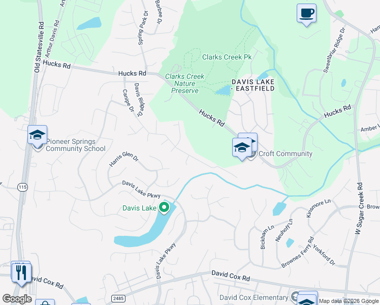 map of restaurants, bars, coffee shops, grocery stores, and more near 4705 Canipe Drive in Charlotte