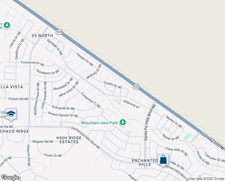 map of restaurants, bars, coffee shops, grocery stores, and more near 5209 Dulce Drive Northeast in Rio Rancho