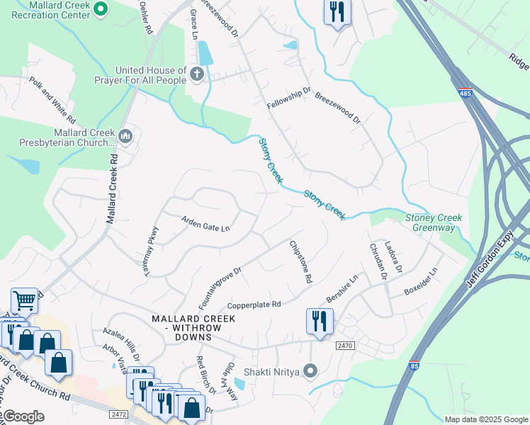 map of restaurants, bars, coffee shops, grocery stores, and more near 10327 Tavernay Parkway in Charlotte