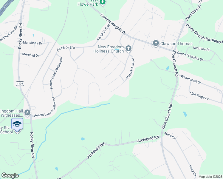 map of restaurants, bars, coffee shops, grocery stores, and more near 308 Patrick Avenue Southwest in Concord
