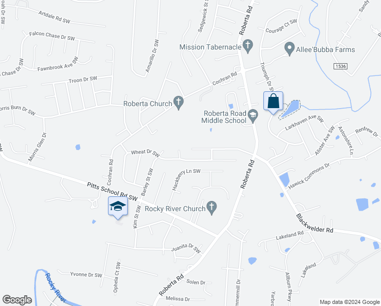 map of restaurants, bars, coffee shops, grocery stores, and more near 1113 Meadowbrook Lane Southwest in Concord