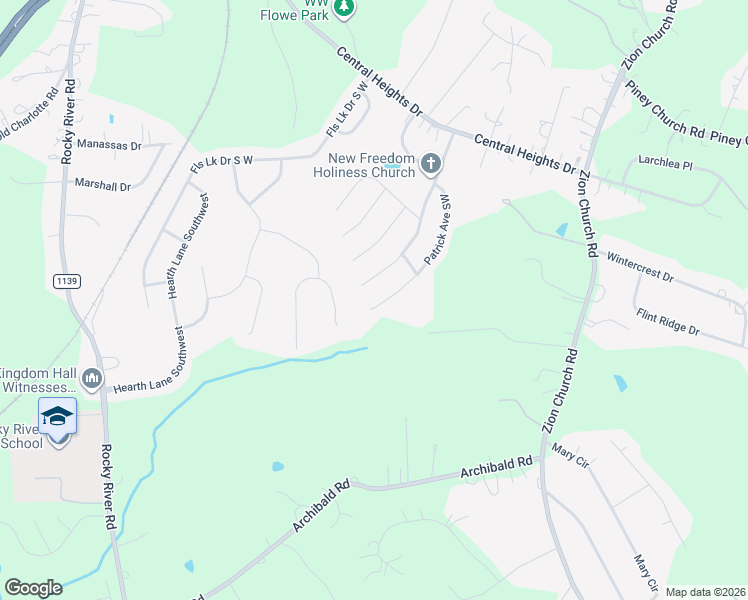map of restaurants, bars, coffee shops, grocery stores, and more near 308 Patrick Avenue Southwest in Concord