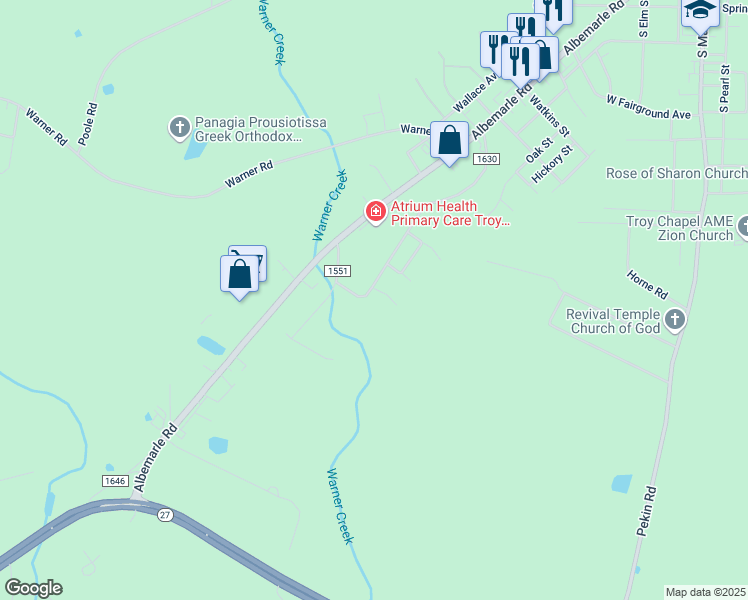 map of restaurants, bars, coffee shops, grocery stores, and more near 239 Oscar Road in Troy