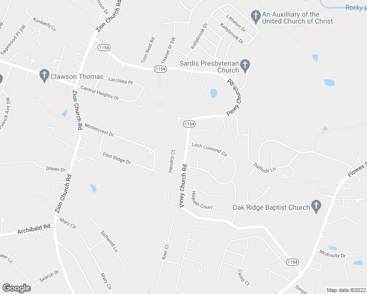 map of restaurants, bars, coffee shops, grocery stores, and more near 1124 Piney Church Road in Concord