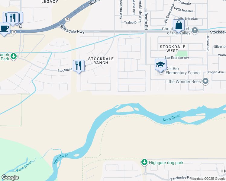 map of restaurants, bars, coffee shops, grocery stores, and more near 826 Jacob Creek Drive in Bakersfield