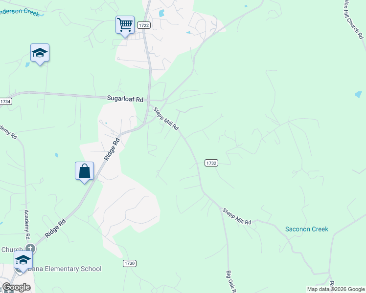 map of restaurants, bars, coffee shops, grocery stores, and more near 290 Stepp Mill Road in Hendersonville