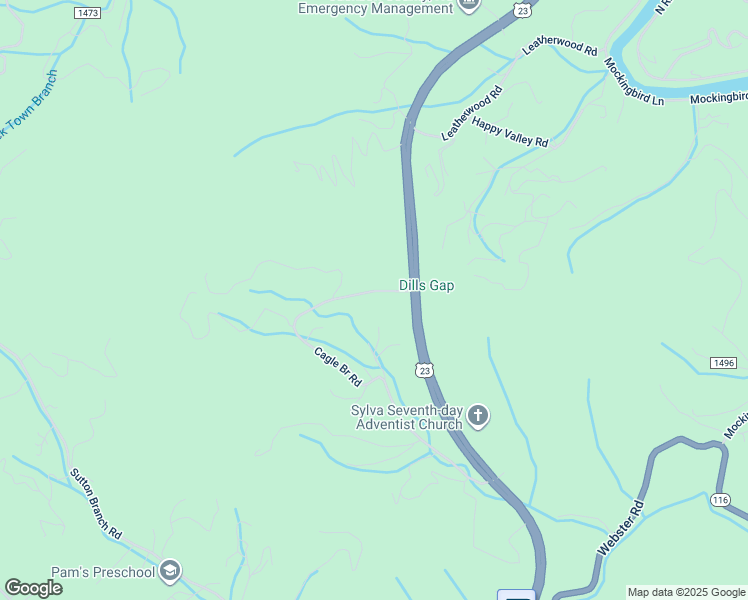 map of restaurants, bars, coffee shops, grocery stores, and more near 105 Cagle Bridge Road in Sylva
