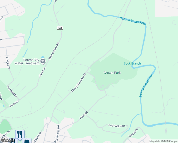 map of restaurants, bars, coffee shops, grocery stores, and more near 696 Cherry Mountain Street in Forest City