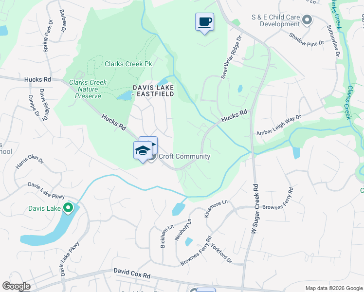 map of restaurants, bars, coffee shops, grocery stores, and more near 4800 Hucks Road in Charlotte