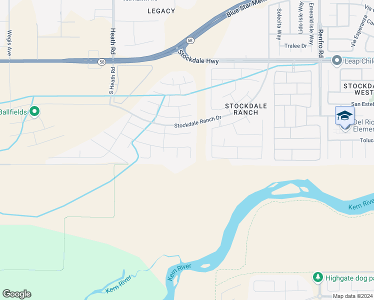 map of restaurants, bars, coffee shops, grocery stores, and more near 711 Menlo Court in Bakersfield