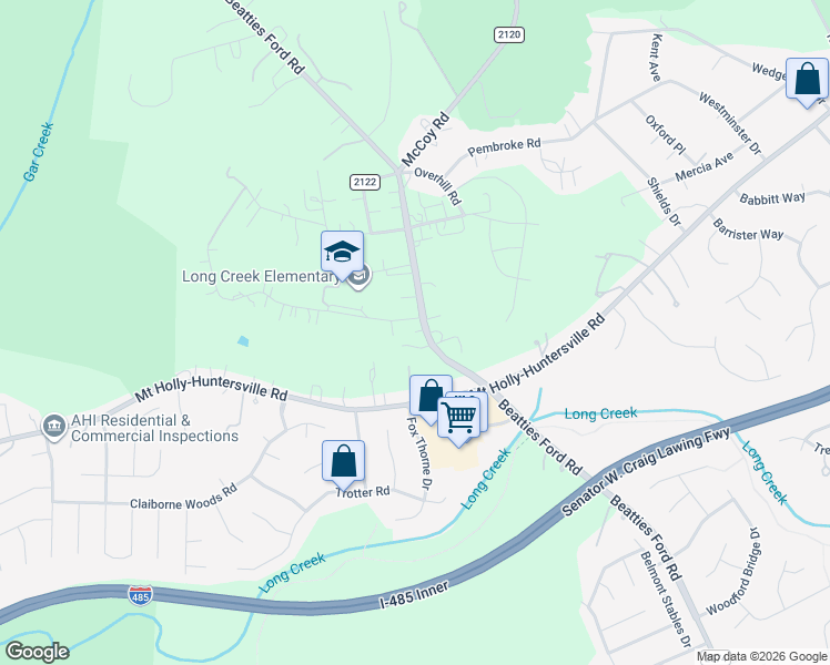 map of restaurants, bars, coffee shops, grocery stores, and more near 8009 Hedrick Circle in Huntersville