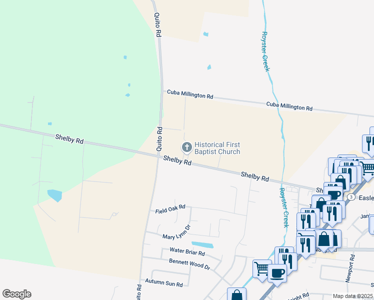 map of restaurants, bars, coffee shops, grocery stores, and more near 4284 Shelby Rd in Millington