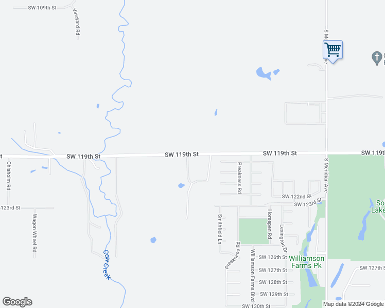 map of restaurants, bars, coffee shops, grocery stores, and more near 5302 Southwest 119th Street in Oklahoma City