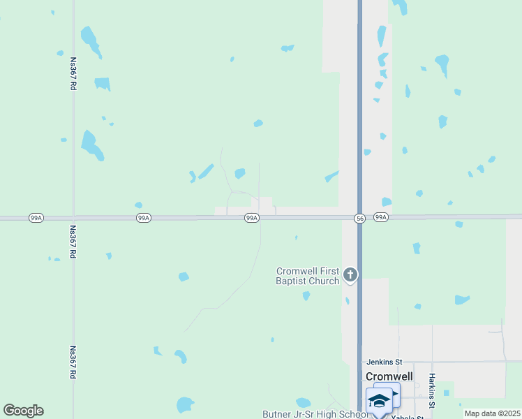 map of restaurants, bars, coffee shops, grocery stores, and more near 36765 Oklahoma 99A in Okemah