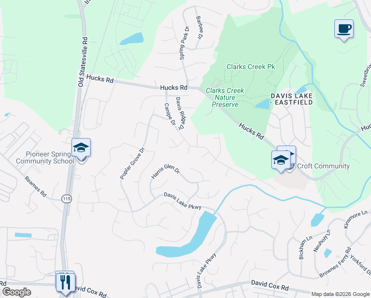 map of restaurants, bars, coffee shops, grocery stores, and more near in Charlotte