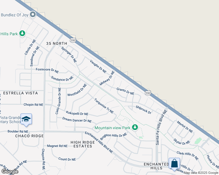 map of restaurants, bars, coffee shops, grocery stores, and more near 5312 Mayhill Place Northeast in Rio Rancho