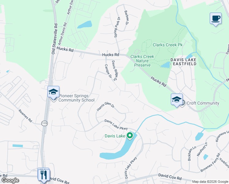 map of restaurants, bars, coffee shops, grocery stores, and more near in Charlotte