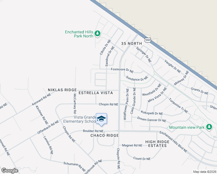 map of restaurants, bars, coffee shops, grocery stores, and more near 5408 Sandoval Drive Northeast in Rio Rancho