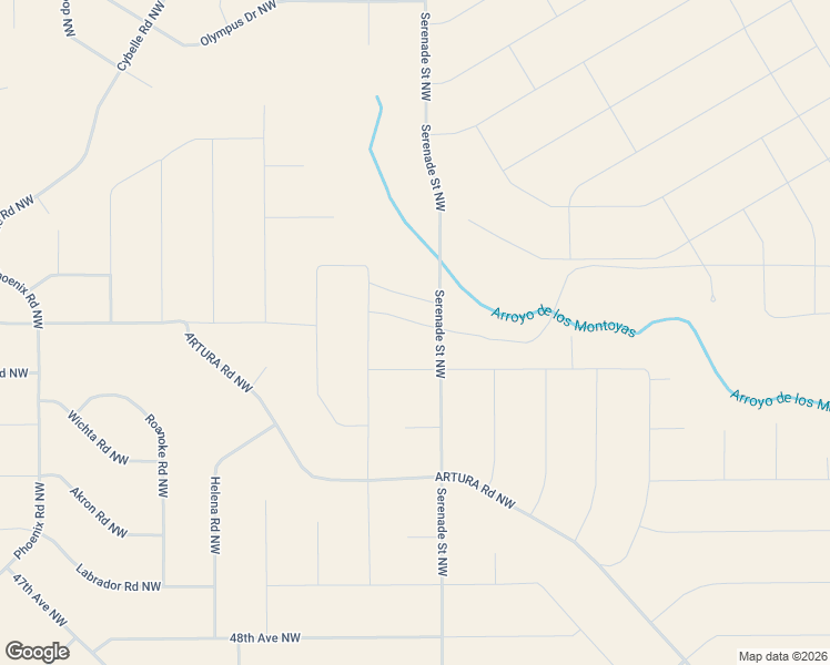 map of restaurants, bars, coffee shops, grocery stores, and more near Serenade Street Northwest in Rio Rancho