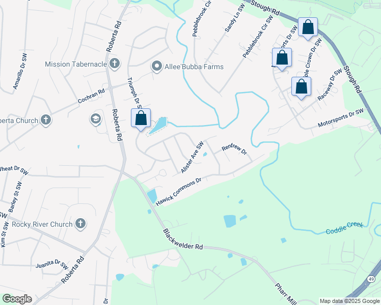 map of restaurants, bars, coffee shops, grocery stores, and more near 3530 Alister Avenue Southwest in Concord