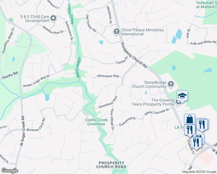 map of restaurants, bars, coffee shops, grocery stores, and more near 9925 Avon Farm Lane in Charlotte