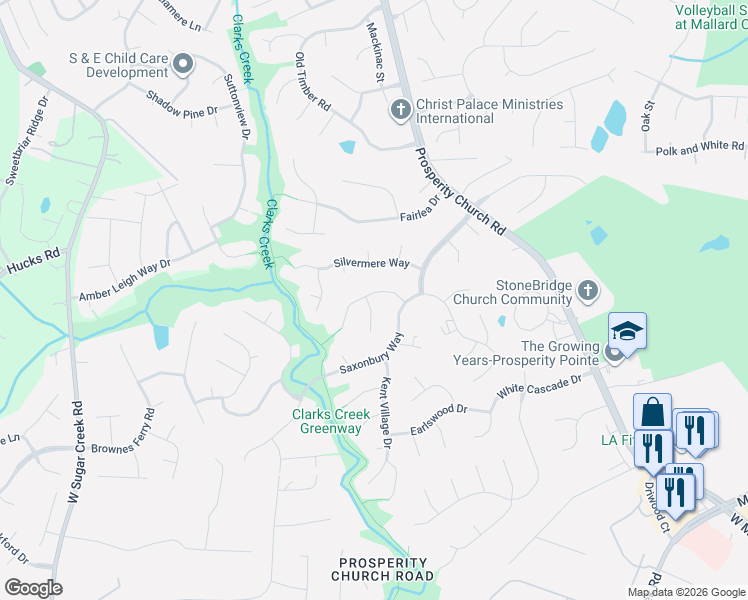 map of restaurants, bars, coffee shops, grocery stores, and more near 9925 Avon Farm Lane in Charlotte