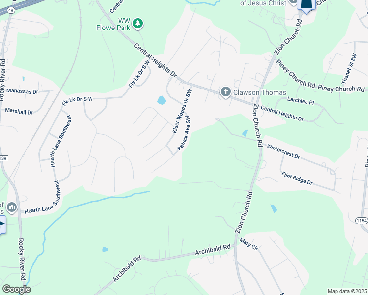 map of restaurants, bars, coffee shops, grocery stores, and more near 253 Patrick Avenue Southwest in Concord