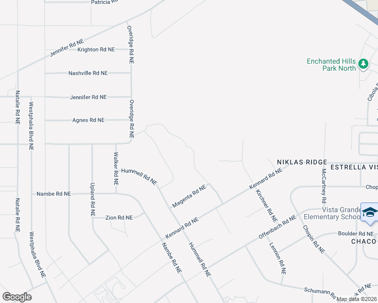 map of restaurants, bars, coffee shops, grocery stores, and more near 5417 Bachmann Court Northeast in Rio Rancho
