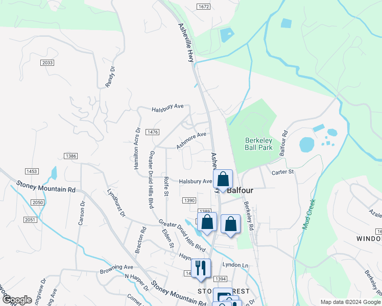 map of restaurants, bars, coffee shops, grocery stores, and more near 2529 Asheville Highway in Hendersonville