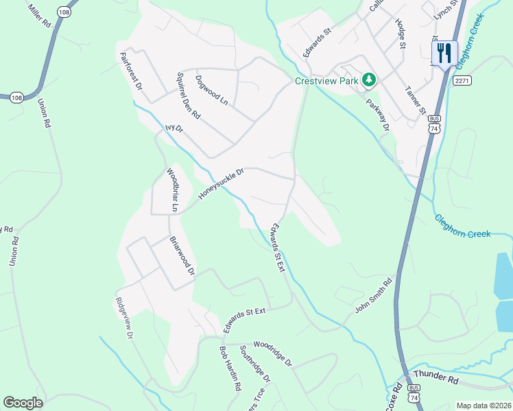 map of restaurants, bars, coffee shops, grocery stores, and more near 135 Marys Lane in Rutherfordton