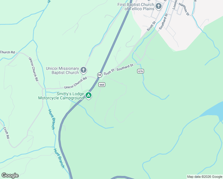 map of restaurants, bars, coffee shops, grocery stores, and more near 155 John Kirkland Road in Tellico Plains