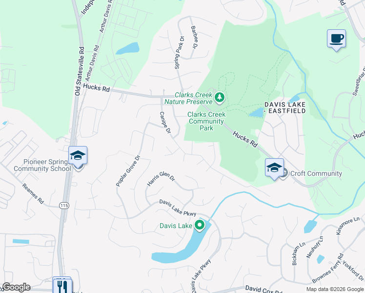 map of restaurants, bars, coffee shops, grocery stores, and more near in Charlotte