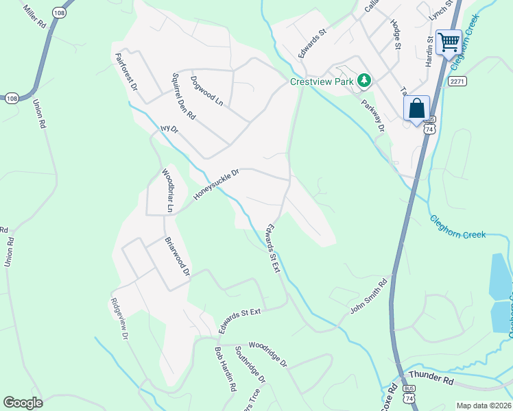 map of restaurants, bars, coffee shops, grocery stores, and more near 135 Marys Lane in Rutherfordton