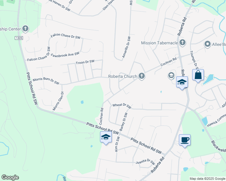map of restaurants, bars, coffee shops, grocery stores, and more near 4508 Lanstone Court Southwest in Concord
