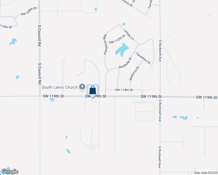 map of restaurants, bars, coffee shops, grocery stores, and more near 11901 Marbella Drive in Oklahoma City