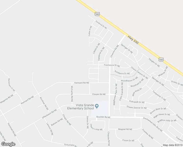 map of restaurants, bars, coffee shops, grocery stores, and more near San Miguel Drive Northeast in Rio Rancho