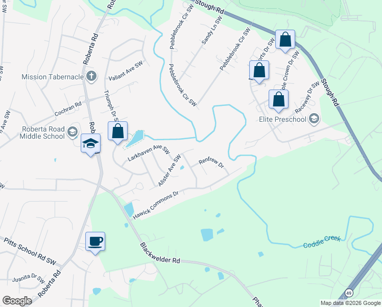 map of restaurants, bars, coffee shops, grocery stores, and more near 4945 Astonshire Lane in Concord