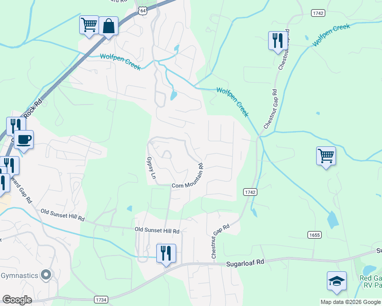 map of restaurants, bars, coffee shops, grocery stores, and more near 91 Quiet Pine Lane in Hendersonville