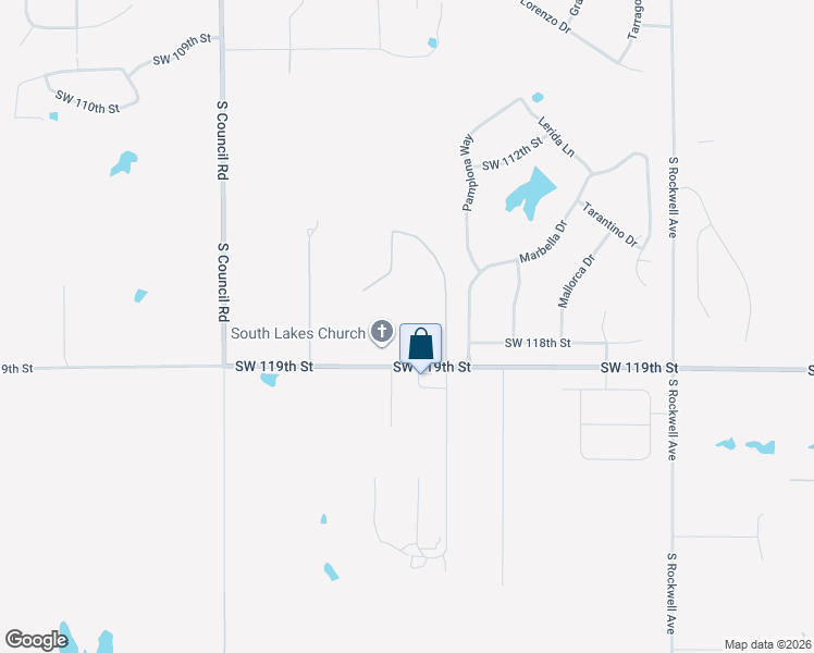 map of restaurants, bars, coffee shops, grocery stores, and more near 7701 Southwest 119th Street in Oklahoma City