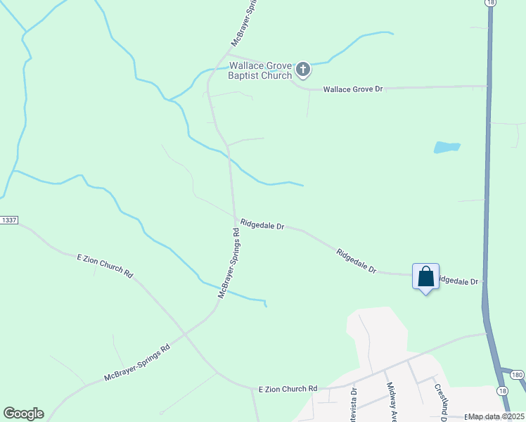 map of restaurants, bars, coffee shops, grocery stores, and more near 405 Ridgedale Drive in Shelby