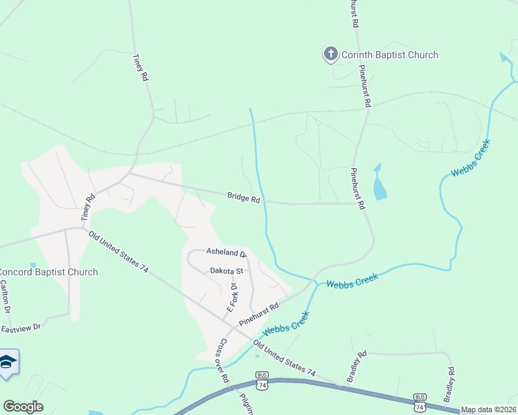 map of restaurants, bars, coffee shops, grocery stores, and more near 311 Bridge Road in Ellenboro