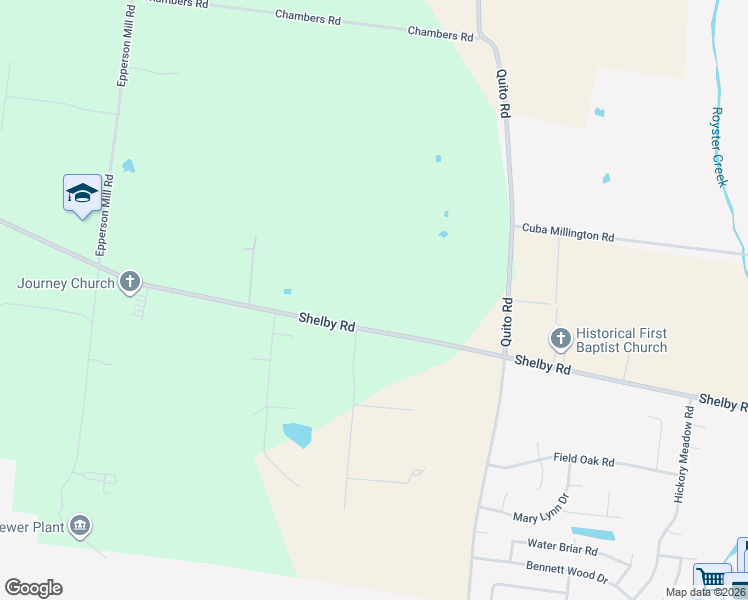 map of restaurants, bars, coffee shops, grocery stores, and more near 4036 Shelby Road in Millington
