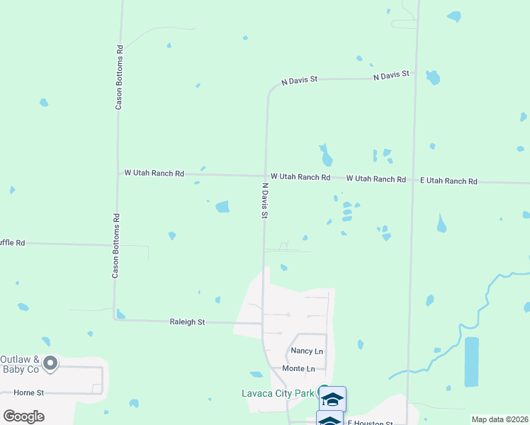 map of restaurants, bars, coffee shops, grocery stores, and more near 2215 North Davis Street in Lavaca