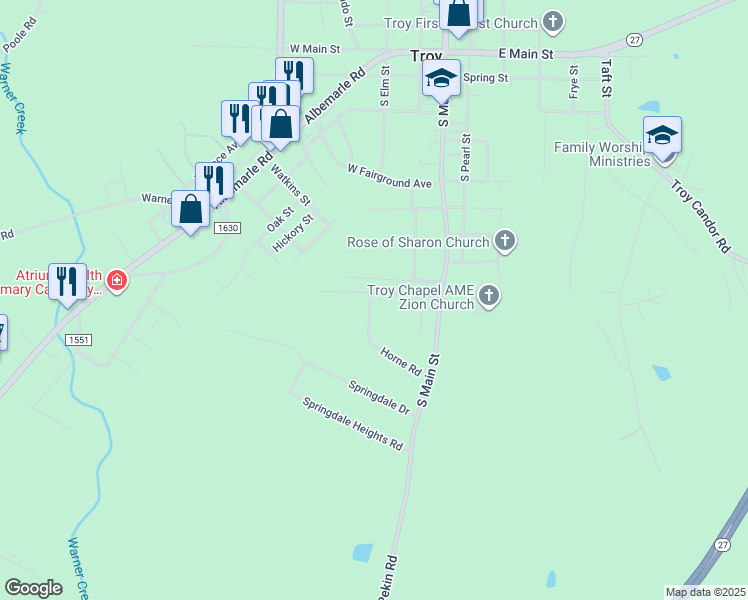 map of restaurants, bars, coffee shops, grocery stores, and more near 148 Faduma Street in Troy