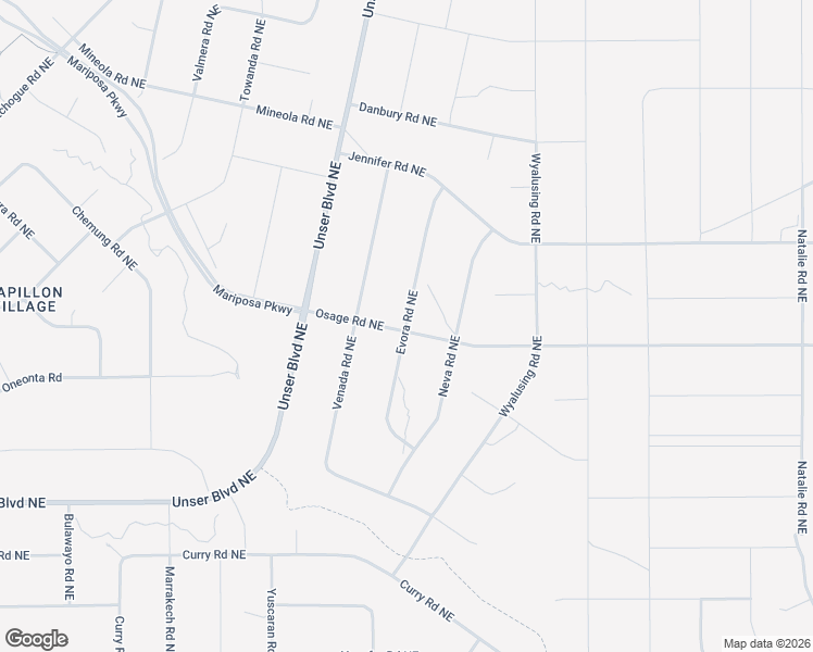 map of restaurants, bars, coffee shops, grocery stores, and more near Evora Road Northeast in Rio Rancho