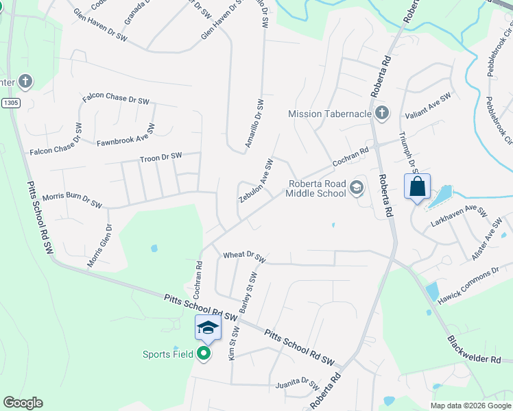 map of restaurants, bars, coffee shops, grocery stores, and more near 4140 Zebulon Avenue Southwest in Concord