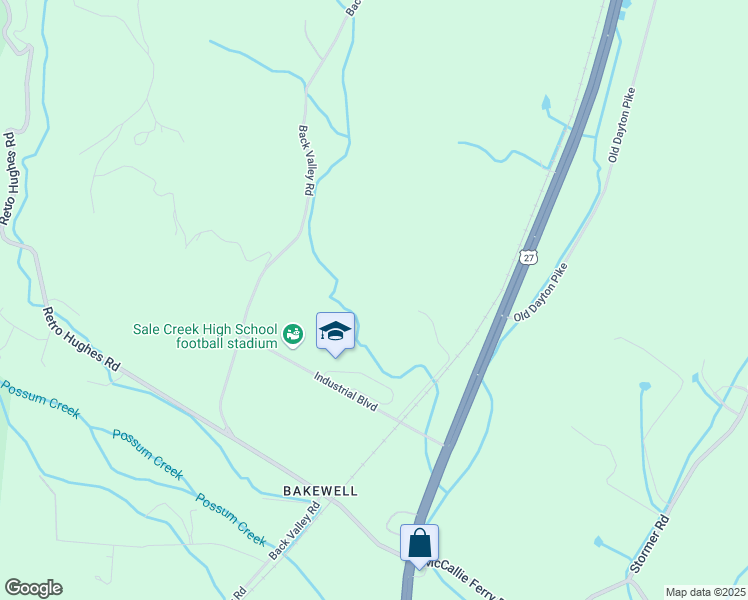 map of restaurants, bars, coffee shops, grocery stores, and more near 601 Industrial Boulevard in Sale Creek