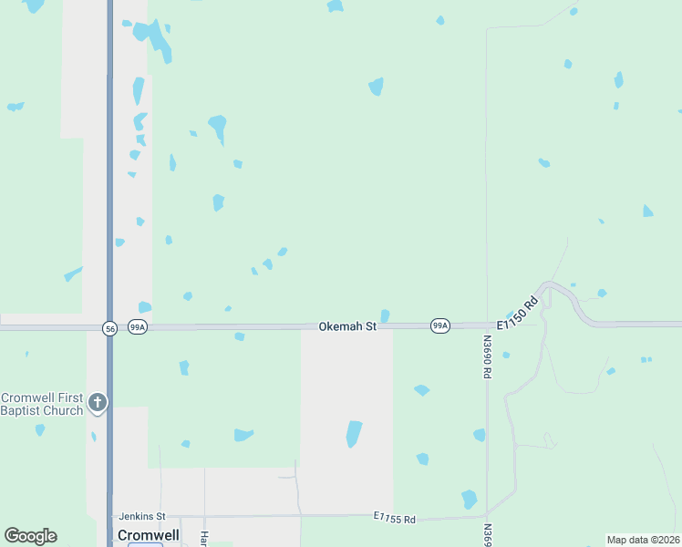 map of restaurants, bars, coffee shops, grocery stores, and more near 36861 Highway 99a in Okemah