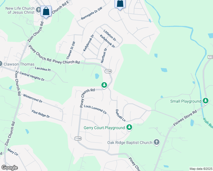 map of restaurants, bars, coffee shops, grocery stores, and more near 942 Piney Church Road in Concord
