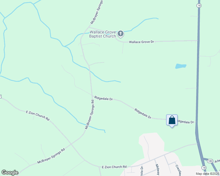 map of restaurants, bars, coffee shops, grocery stores, and more near 405 Ridgedale Drive in Shelby